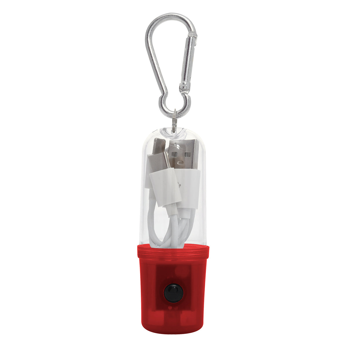 3-In-1 Charging Cable With Flashlight Case - Translucent Red