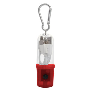 3-In-1 Charging Cable With Flashlight Case - Translucent Red