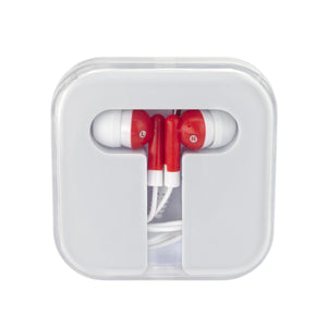 Earbuds In Compact Case - Red With White