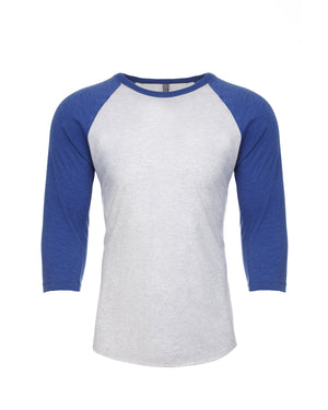 Unisex Triblend Three-Quarter Sleeve Raglan - Vin Ryl/htr Wht