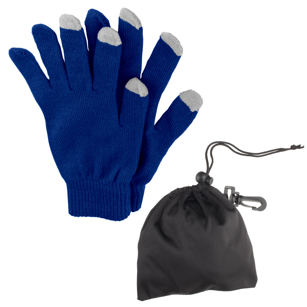 Touch Screen Gloves In Pouch - Royal Blue With Gray