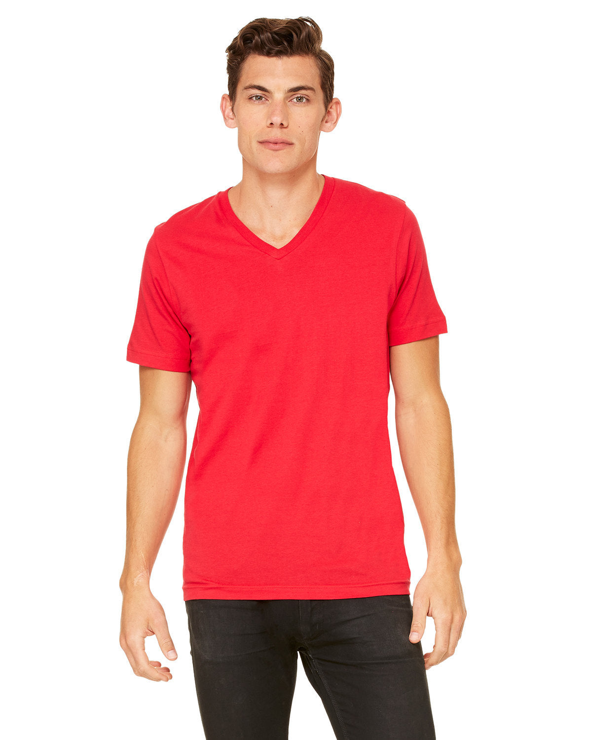 BELLA + CANVAS Unisex Jersey Short-Sleeve V-Neck T-Shirt - Red