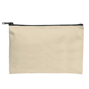 Recycled Canvas Zippered Pouch - Natural With Black