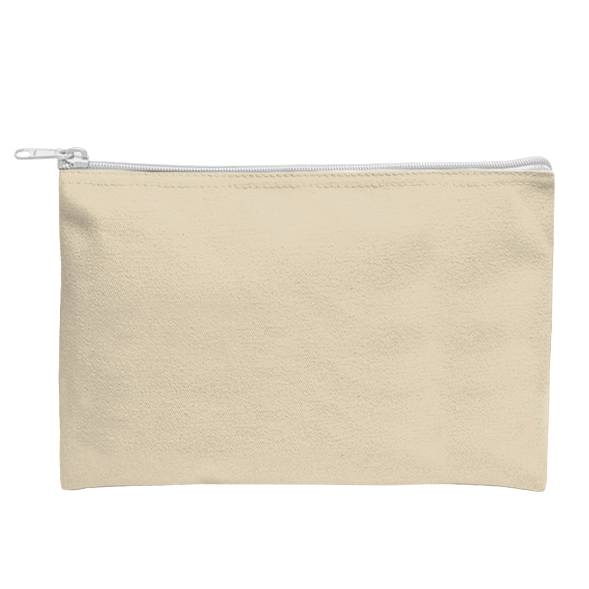 Recycled Canvas Zippered Pouch - Natural/White