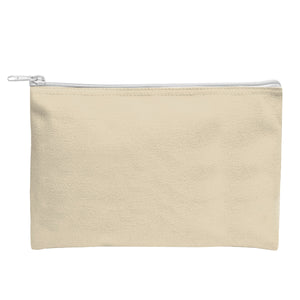 Recycled Canvas Zippered Pouch - Natural/White