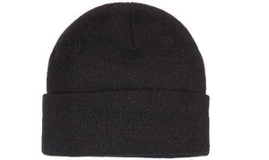 Acrylic Roll Up Beanie with Thinsulate Lining - Black