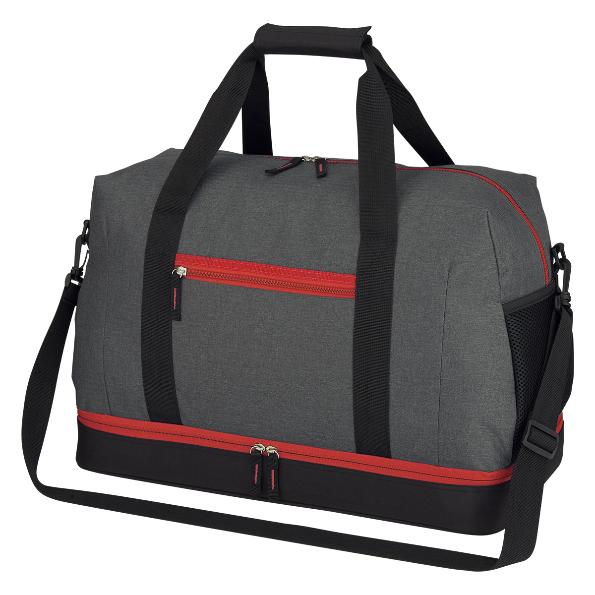 Tribeca Duffel Bag - Gray With Red