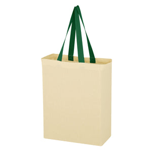 Natural Cotton Canvas Grocery Tote Bag - Green