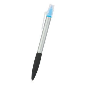 Neptune Pen With Highlighter - Silver With Blue