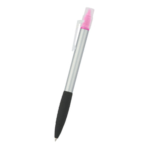 Neptune Pen With Highlighter - Silver With Pink