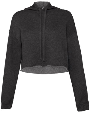 Ladies' Cropped Fleece Hoodie - Dark Gry Heather