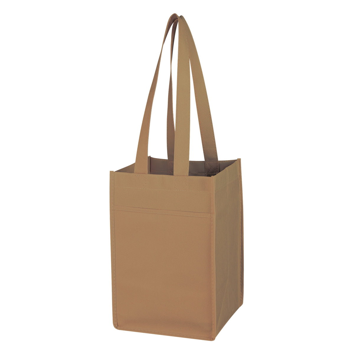 Non-Woven 4 Bottle Wine Tote - Khaki