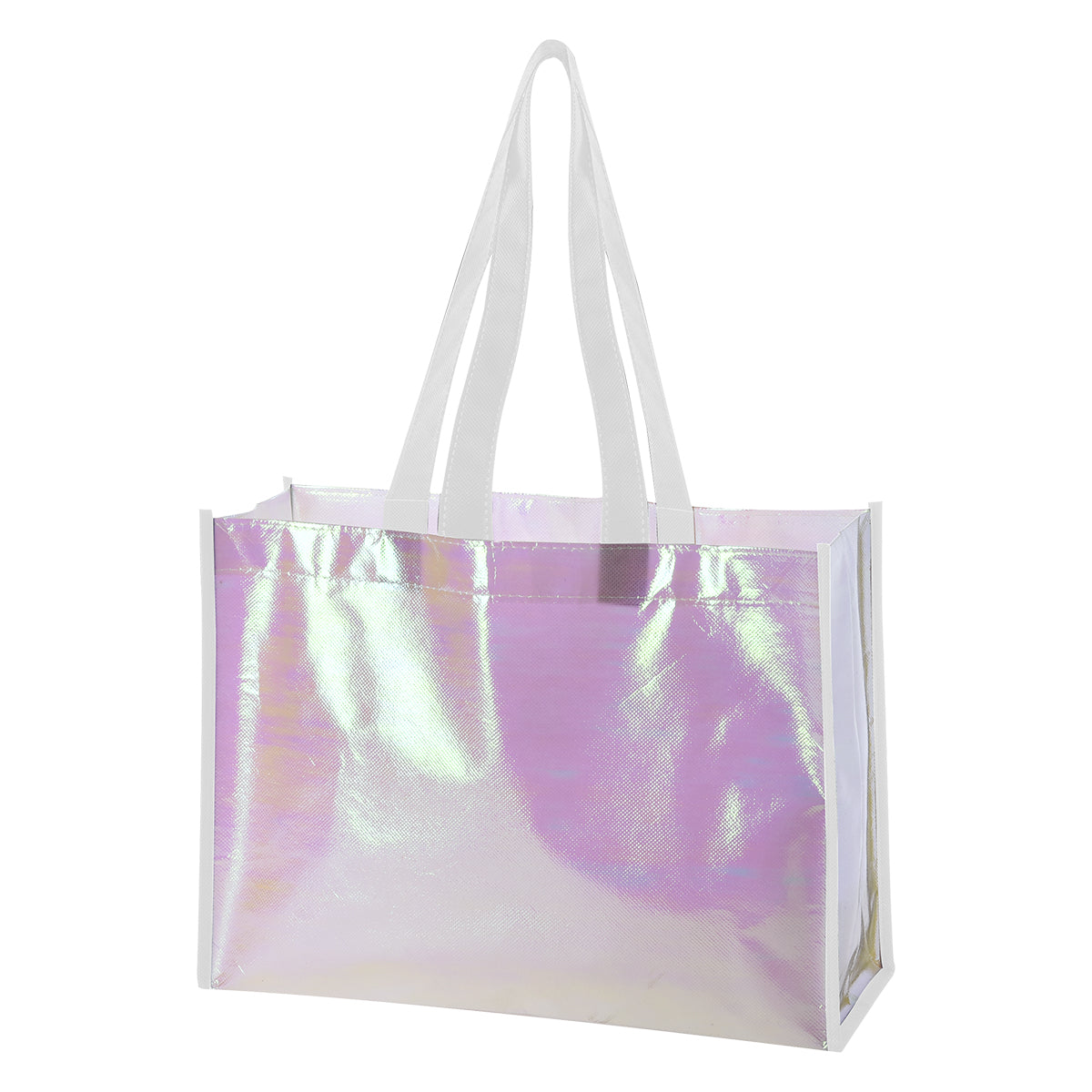Mini Pearl Laminated Non-Woven Tote Bag - White With White