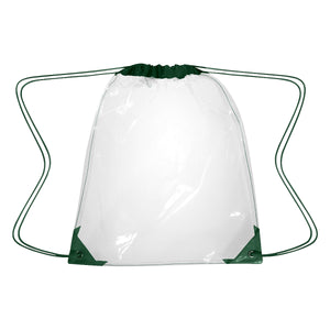 Clear EVA Drawstring Backpack - Clear With Forest Green