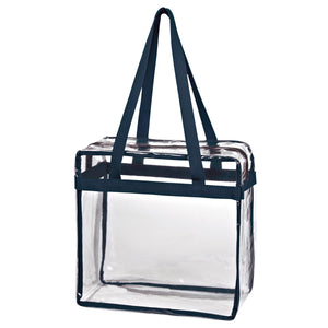 Clear EVA Tote Bag With Zipper - Clear With Navy