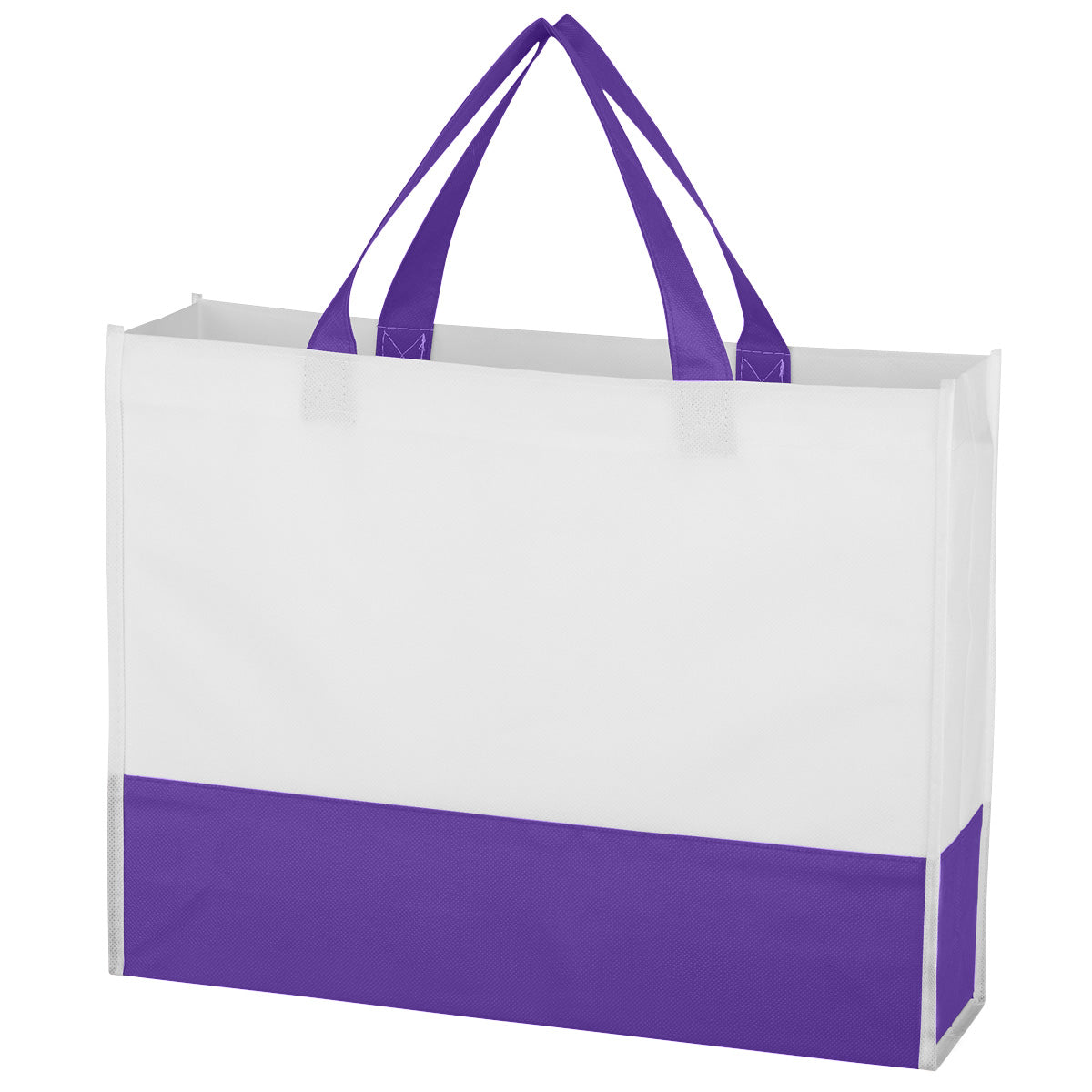 Non-Woven Prism Tote Bag - White With Purple
