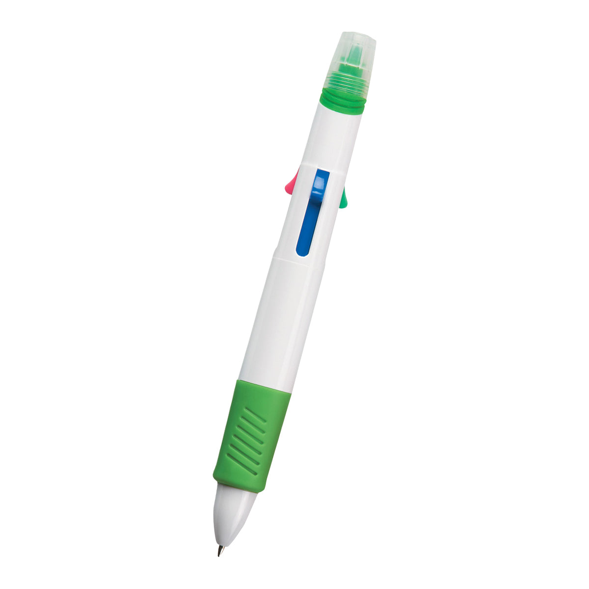 Quatro Pen With Highlighter - White With Green