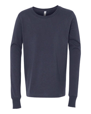 BELLA + CANVAS Youth Jersey Long-Sleeve T-Shirt - Navy