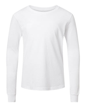 BELLA + CANVAS Youth Heather CVC Long-Sleeve T-Shirt - Solid White Blend