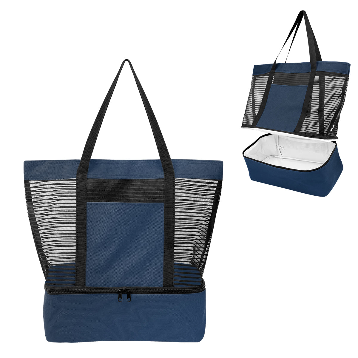 Marley rPET Mesh Tote Bag With Cooler - Navy Blue
