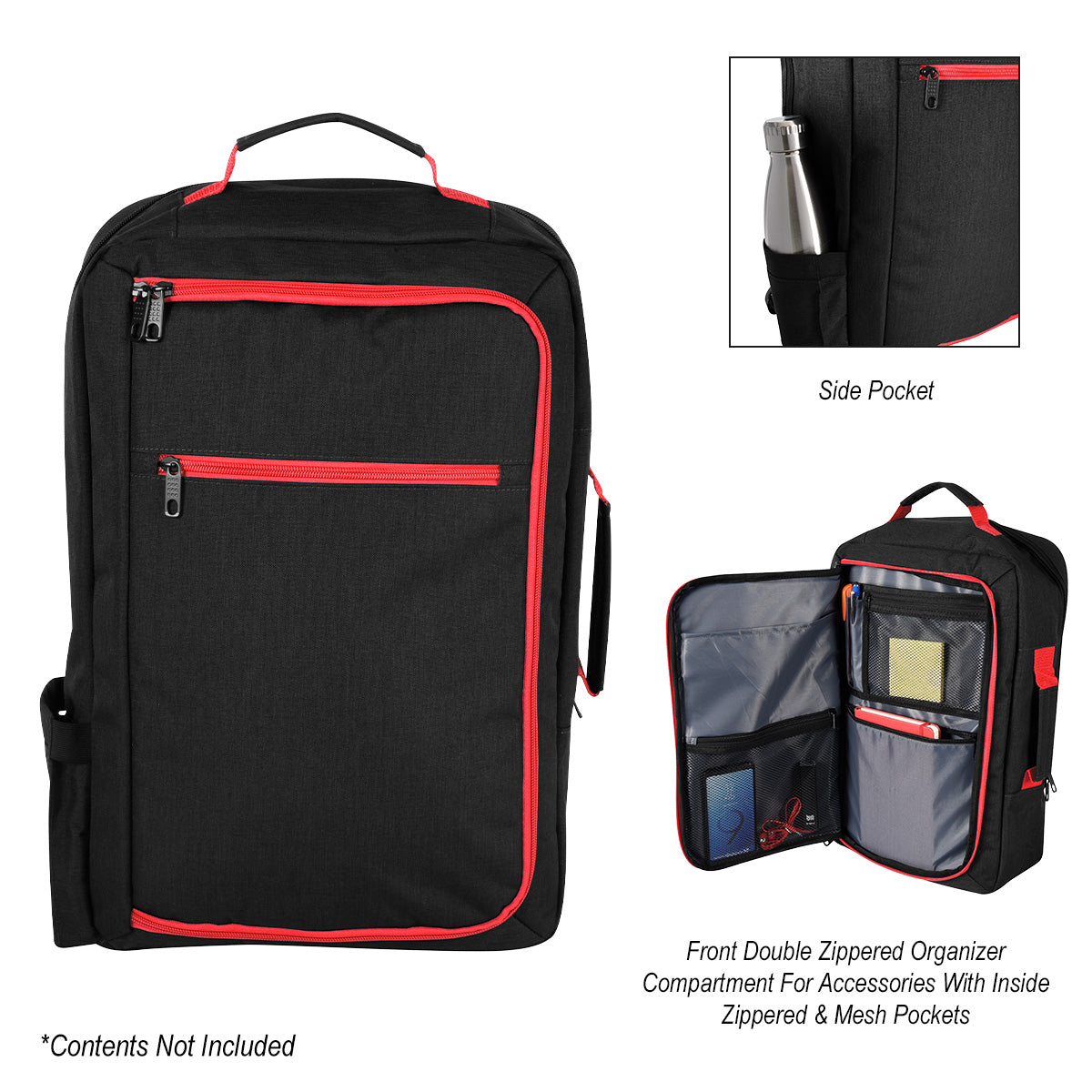 TACOMA LAPTOP BACKPACK & BRIEFCASE - Charcoal With Red