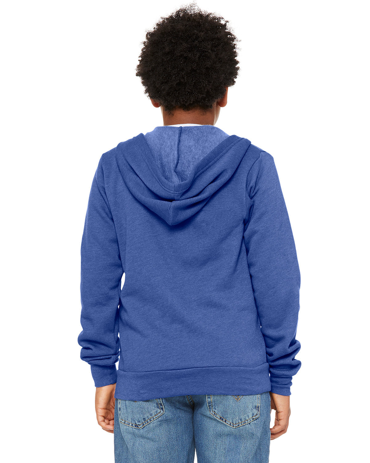 Bella + Canvas Youth Sponge Fleece Full-Zip Hooded Sweatshirt - Back