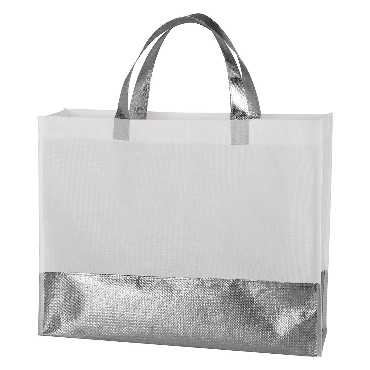 Flair Metallic Accent Non-Woven Tote Bag - Silver