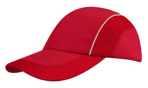4 Panel Sports Cap with Mesh Inserts - Red With White