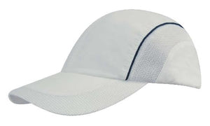 4 Panel Sports Cap with Mesh Inserts - Navy With White