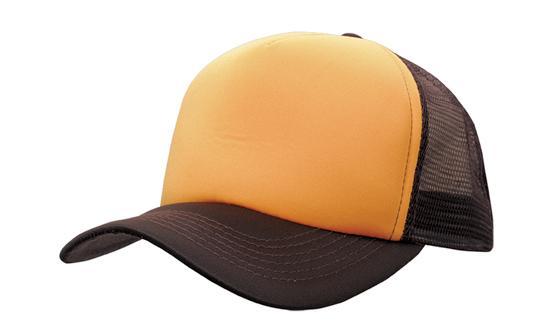 Mesh Back Baseball Cap - Gold With Brown