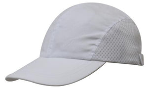 4 Panel Sports Cap Brush Reg Cotton - White