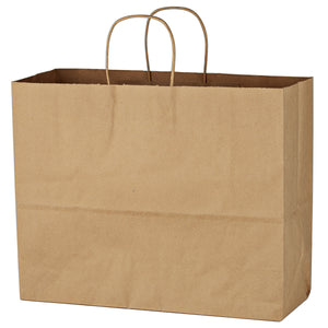 Kraft Paper Brown Shopping Bag - 16" x 12-1/2" - Natural