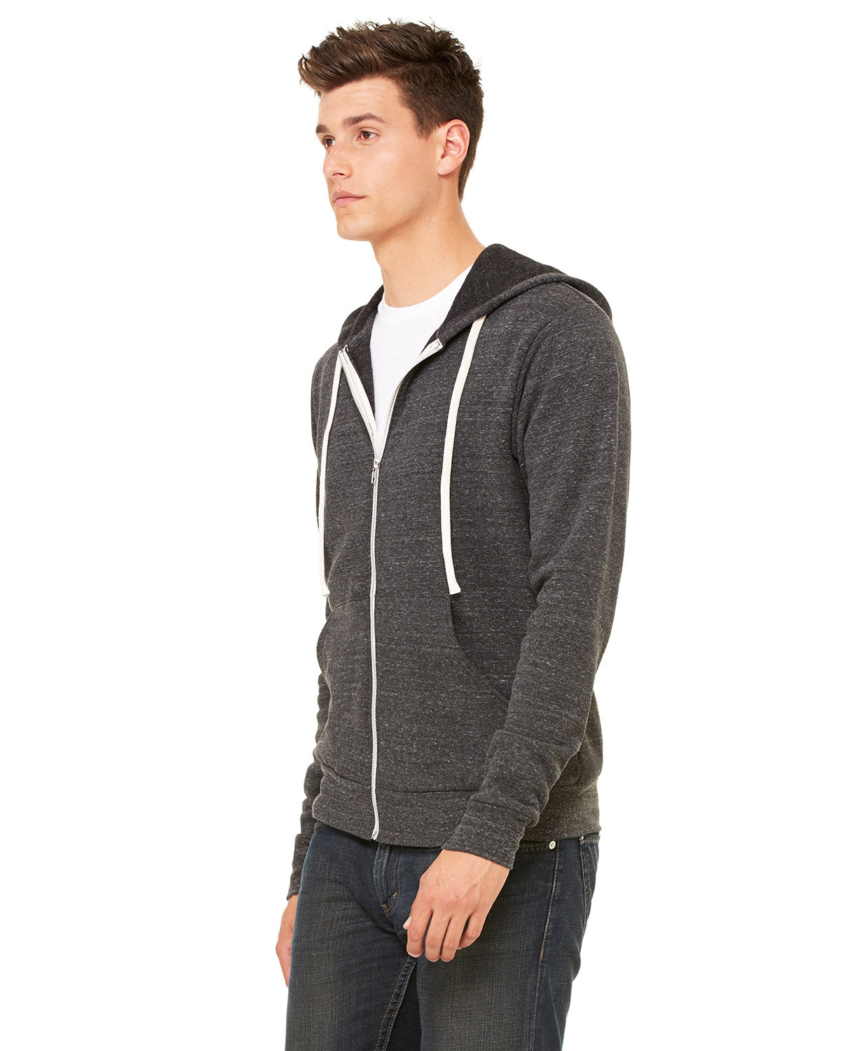 Bella + Canvas Unisex Triblend Sponge Fleece Full-Zip Hoodie - Side
