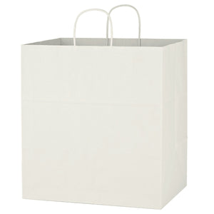 Kraft Paper White Shopping Bag - 14" x 15" - White