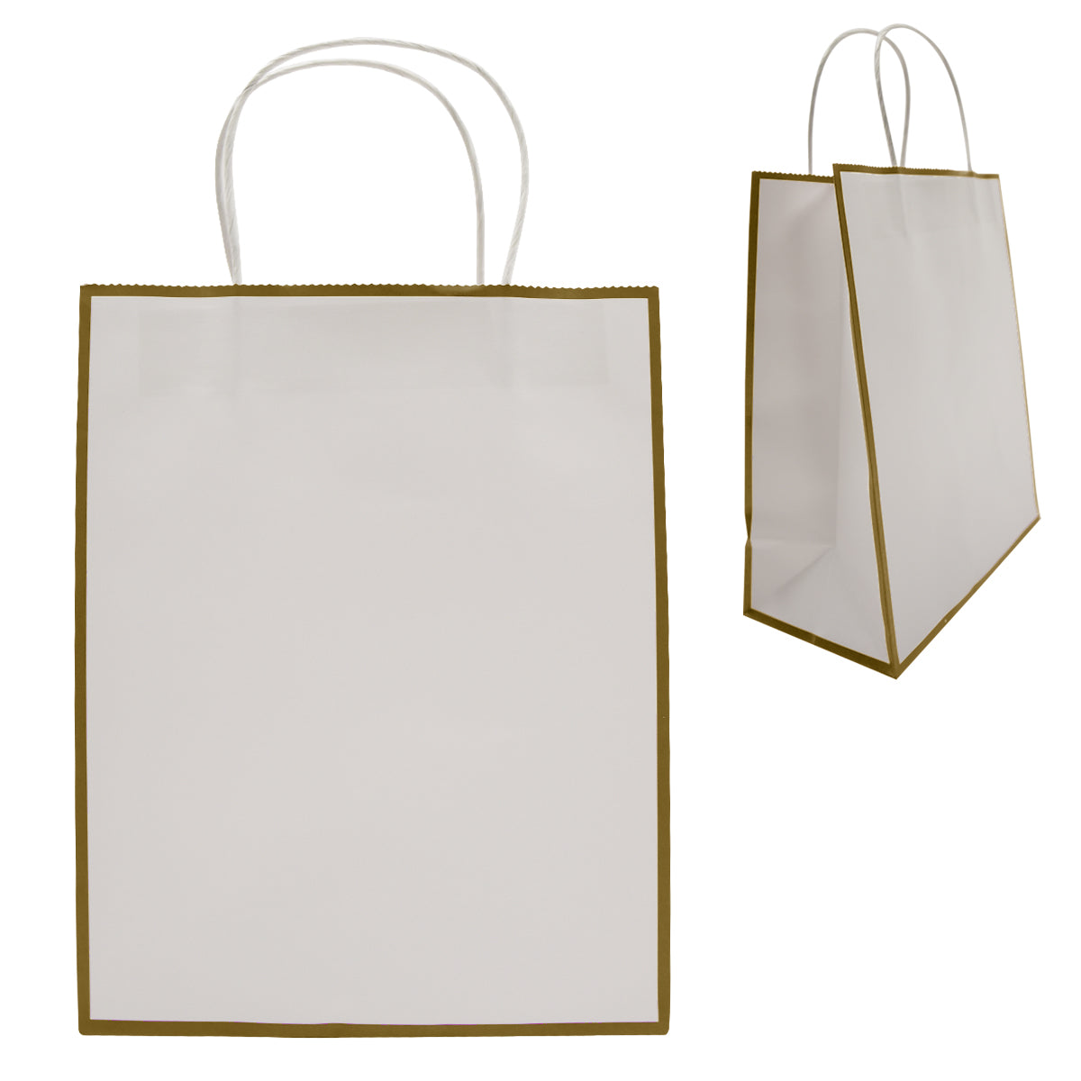 Laminated Paper Gift Bag - White With Gold