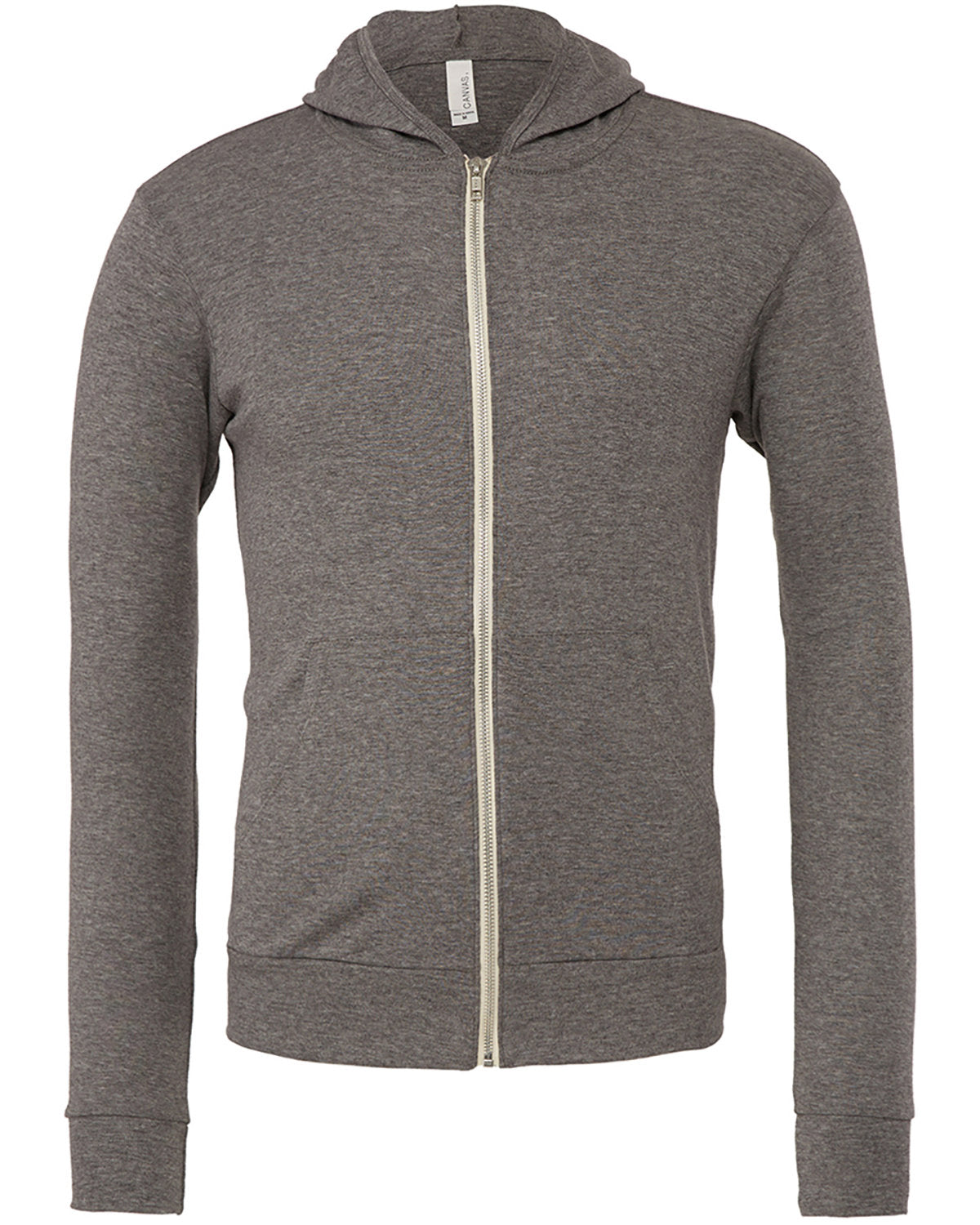 BELLA + CANVAS Unisex Triblend Full-Zip Lightweight Hoodie - Grey Triblend