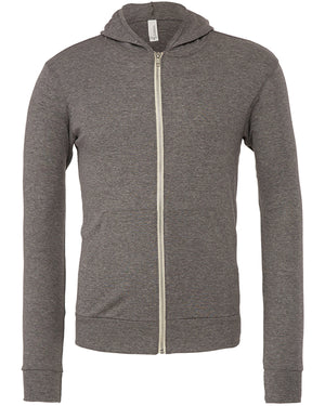 BELLA + CANVAS Unisex Triblend Full-Zip Lightweight Hoodie - Grey Triblend