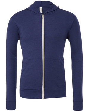 BELLA + CANVAS Unisex Triblend Full-Zip Lightweight Hoodie - Navy Triblend