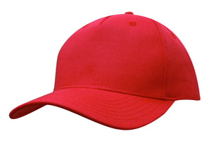 5 Panel Cotton Twill Cap - Red