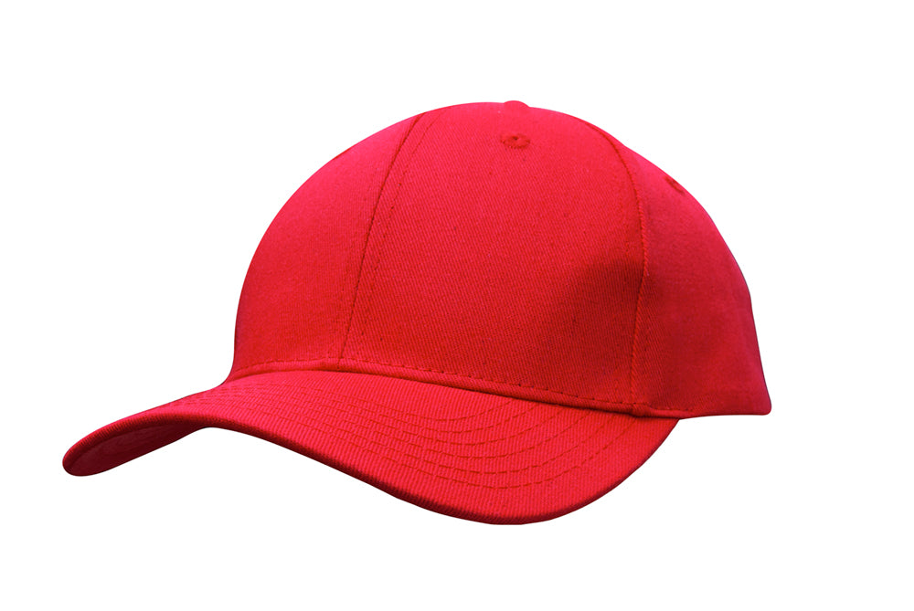 6 Panel Cotton Twill Cap - Red