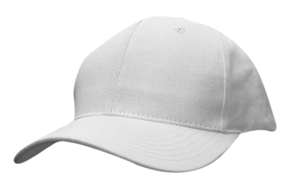 6 Panel Cotton Twill Cap - White