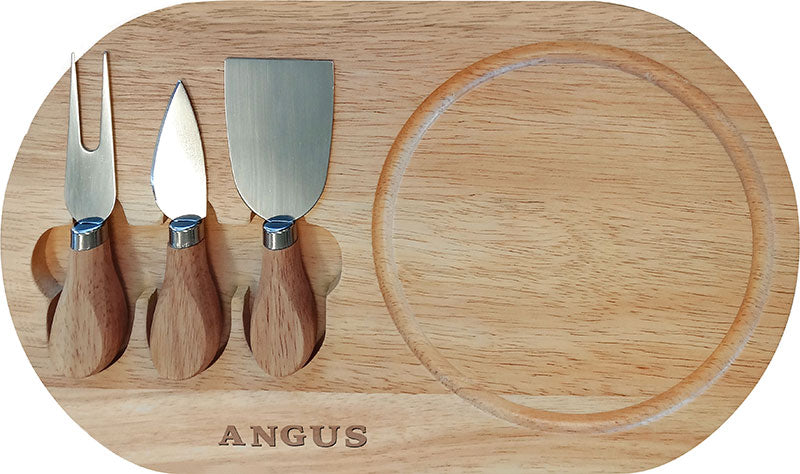 Large Bamboo Cheeseboard With Utensils - Wood