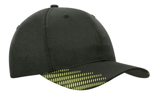 6 Panel Breathe P-Twill with Peak Print Cap - Black With Green