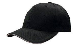 6 Panel Cap Breathable P-Twill with Sandwich - Black With White