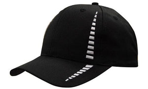 6 Panel Cap Breathable P-Twill Emb Checks - Black With White