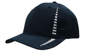 6 Panel Cap Breathable P-Twill Emb Checks - Custom Embroidered - Navy With White