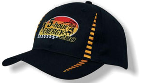 6 Panel Cap Breathable P-Twill Emb Checks - Black With Orange