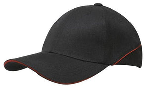 Premium American Twill Cap with Sandwich - Black With Red