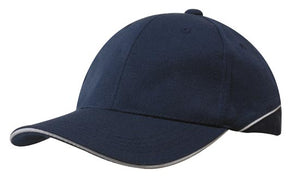 Premium American Twill Cap with Sandwich - Navy With White