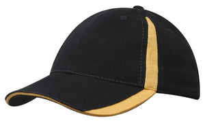 6 Panel BHC Cap with Inserts On Peak & Crown - Black With Gold